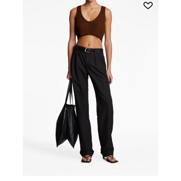 Brown Proenza Schouler knitted crochet ribbed cotton crop sweater in brown - Picture 2 of 5